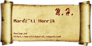 Maróti Henrik névjegykártya